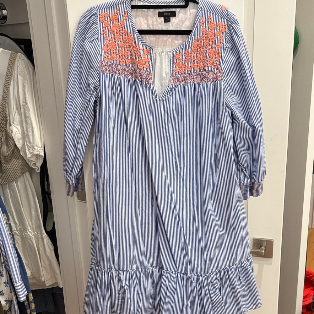 J. Crew Blue and Orange Striped Dress